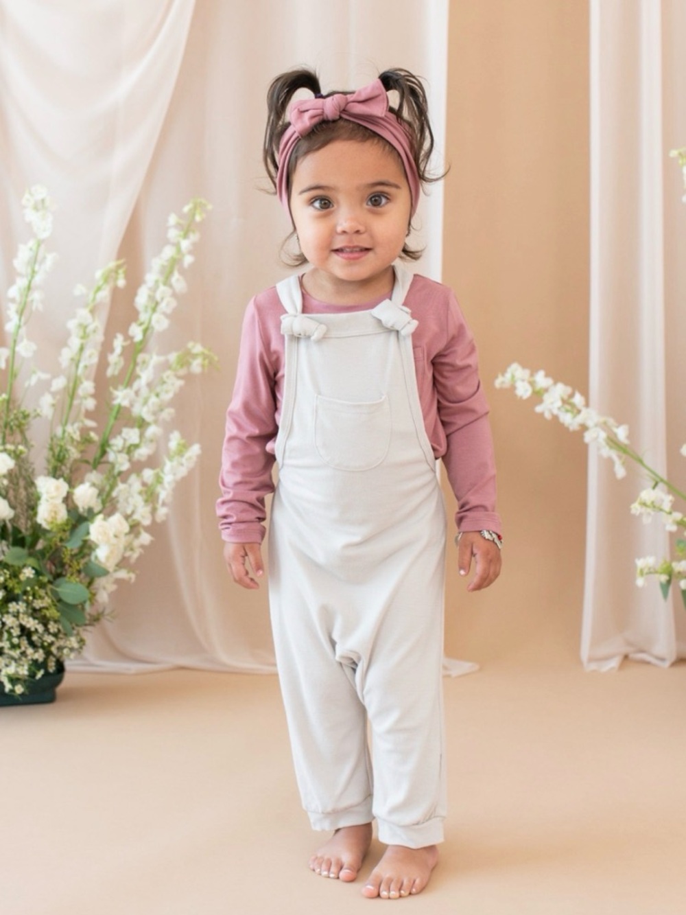 Kyte BABY Bamboo Jersey Overall in Oat - 6-12m - Picture 11 of 12